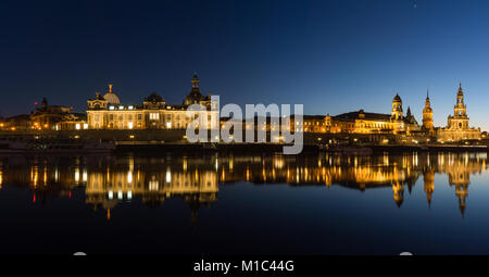 Dresden is the capital city of the Free State of Saxony in Germany. It is situated in a valley on the River Elbe, near the border with the Czech Repub Stock Photo