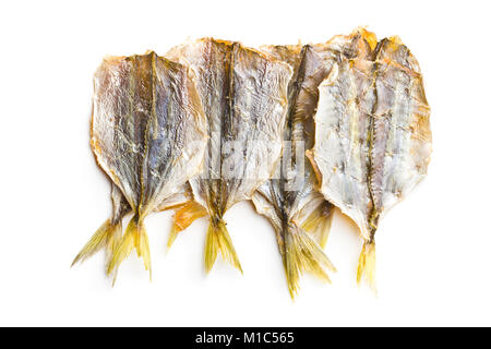 Dried salted fish isolated on white background. Stock Photo