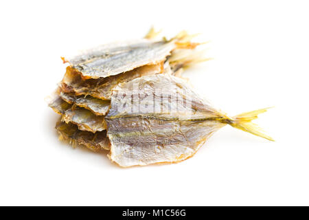 Dried salted fish isolated on white background. Stock Photo