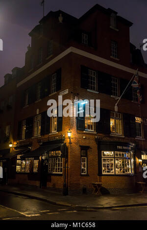 The Footman pub at night, Mayfair, London, England, UK Stock Photo