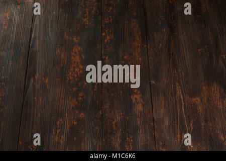 Old wood plank texture, old worn countertop, massive wooden surface, dark blue stain lacquered tabletop Stock Photo