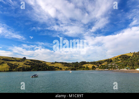 Childrens bay, Akaroa, New Zealand, A view from wharf Stock Photo