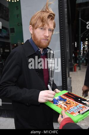 New York, NY, USA. 29th Jan, 2018. Domhnall Gleeson, seen at BUILD Series to promote his new film PETER RABBIT out and about for Celebrity Candids - MON, New York, NY January 29, 2018. Credit: Derek Storm/Everett Collection/Alamy Live News Stock Photo