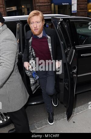 New York, NY, USA. 29th Jan, 2018. Domhnall Gleeson, seen at BUILD Series to promote his new film PETER RABBIT out and about for Celebrity Candids - MON, New York, NY January 29, 2018. Credit: Derek Storm/Everett Collection/Alamy Live News Stock Photo