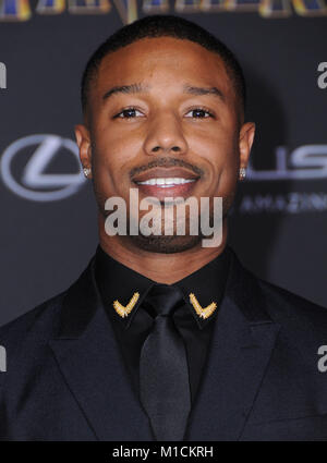 Michael B. Jordan at arrivals for Marvel Studios BLACK PANTHER Premiere,  The Dolby Theatre at Hollywood
