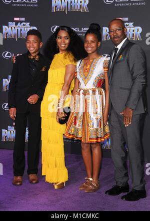 Los Angeles, CA, USA. 29th Jan, 2018. Courtney B. Vance, Bronwyn Vance, Angela Bassett, Slater Vance at arrivals for Marvel Studios BLACK PANTHER Premiere, The Dolby Theatre at Hollywood and Highland Center, Los Angeles, CA January 29, 2018. Credit: Elizabeth Goodenough/Everett Collection/Alamy Live News Stock Photo