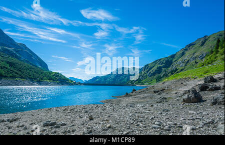 Lago Fedaia (Fedaia Lake), Fassa Valley, Trentino Alto Adige, an artificial lake and a dam near Canazei city, located at the foot of Marmolada massif. Stock Photo