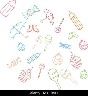 Cute baby,child items vector seamless pattern Stock Vector