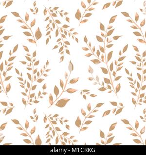Leafy branches in creamy colors vector seamless pattern Stock Vector