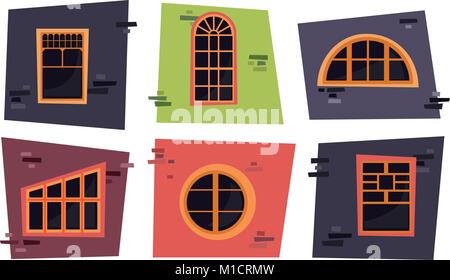 Set of different windows vector illustrations Stock Vector