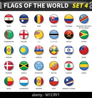 All flags of the world set 4 . Circle and convex design . Stock Vector