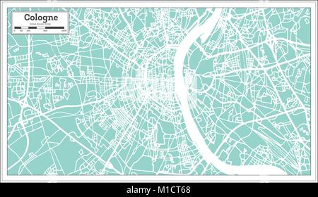 Cologne Germany City Map in Retro Style. Outline Map. Vector Illustration. Stock Vector