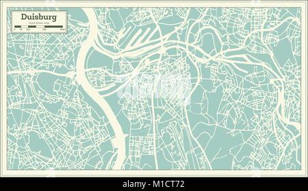 Duisburg Germany City Map in Retro Style. Outline Map. Vector Illustration. Stock Vector