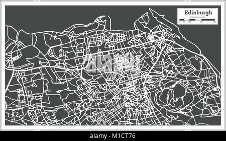 Edinburgh Scotland City Map in Retro Style. Outline Map. Vector Illustration. Stock Vector