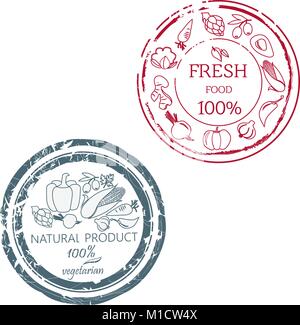 Colored rubber stamps with vegetables Stock Vector