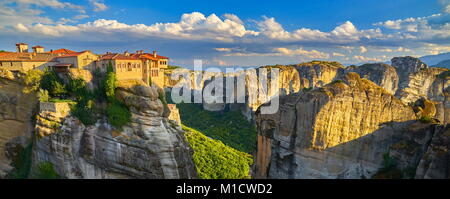 Panoramic view of Varlaam Monastery, Meteora, Greece Stock Photo