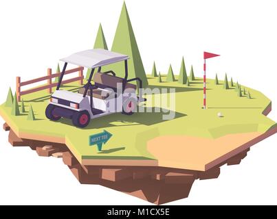 Vector low poly golf cart Stock Vector