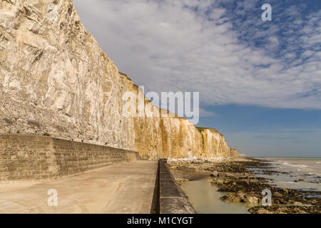 Chalk cliffs and coastline at Friars Bay in Peacehaven, near Brighton, East Sussex, England, UK Stock Photo