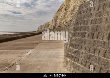 Chalk cliffs and coastline at Friars Bay in Peacehaven, near Brighton, East Sussex, England, UK Stock Photo