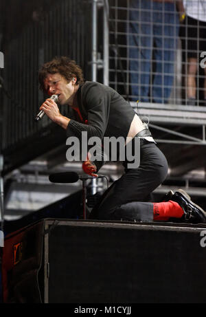 Las Vegas , Nevada - September 23, 2017 â€“   Matt Shultz of Cage the Elephant on stage at Life is Beautiful festival â€“ Photo Credit, Ken Howard Ima Stock Photo