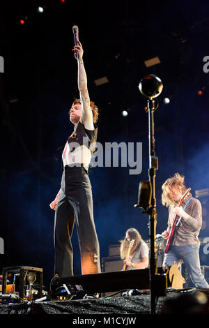 Las Vegas , Nevada - September 23, 2017 â€“ Matt Shultz singer of Cage the Elepant on stage Life is Beautiful festival â€“ Photo Credit, Ken Howard Im Stock Photo