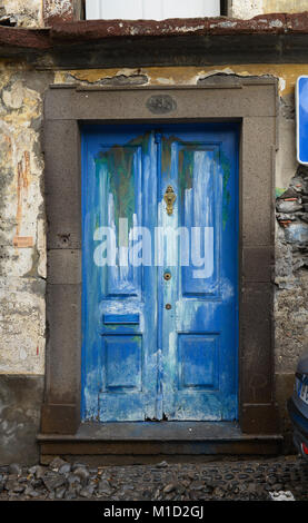 Painted door, Old Town, Funchal, Madeira, Portugal, Bemalte Tuer, Altstadt Stock Photo