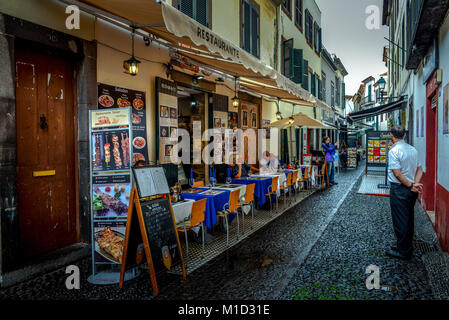 Restaurant, Rua de Santa Maria, Old Town, Funchal, Madeira, Portugal, Altstadt Stock Photo