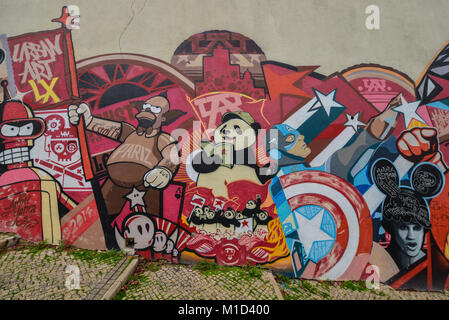 Graffiti, Alfama, Lisbon, Portugal, Lissabon Stock Photo