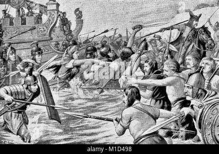 Landing of Julius Caesar in Britain Stock Photo