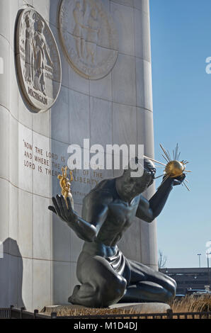 Spirit of Detroit Statue near the Coleman A. Young Building in Downtown Detroit Stock Photo