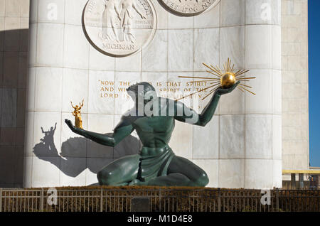 Spirit of Detroit Statue near the Coleman A. Young Building in Downtown Detroit Stock Photo