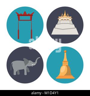 Songkran festival icons Stock Vector