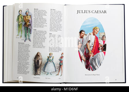 An illustrated book of Shakespeare's plays open at Julius Caesar Stock Photo