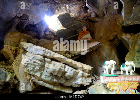 White Elephant cave in Phnom Sorsir hill, surroundings of Kep, Cambodia Stock Photo