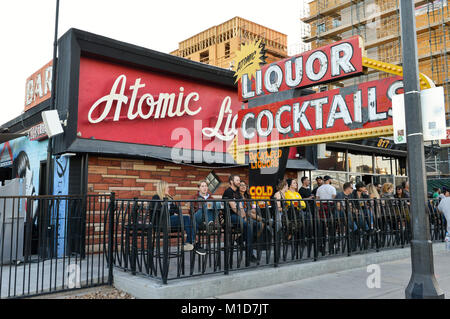 The exterior of the Atomic Liquor cocktail lounge in downtown Las Vegas, Nevada Stock Photo