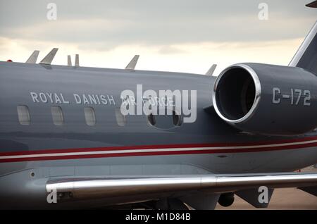 Bombardier Challenger 604, Royal Danish Air Force, RIAT 2014, fuselage details Stock Photo