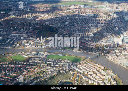 Aerial View of the River Thames and Barnes from the south Stock Photo