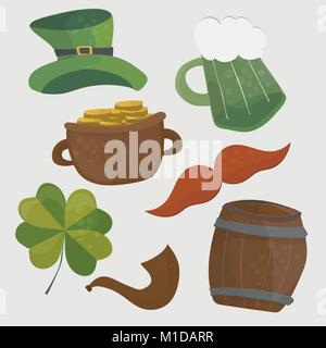 Set of St. Patricks Day icons. Isolated on white Stock Vector