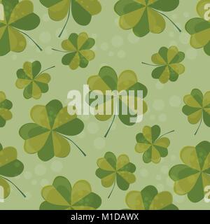 Seamless pattern illustration with clover with four leaves as a symbol of luck Stock Vector