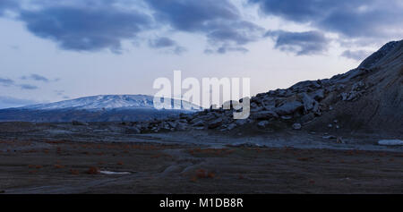 A large mud volcano Kanizdagh covered with a thin layer of snow Stock Photo