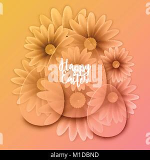Happy Easter Background With Decorative Eggs