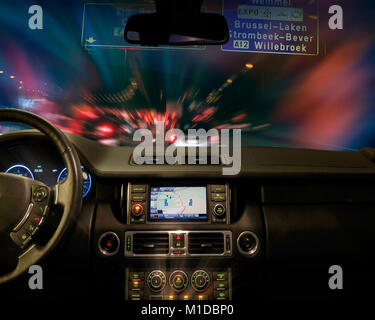 TRANSPORT CONCEPT: Le Ring de Bruxelles by night Stock Photo