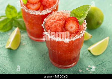 Frozen strawberry lime margarita Stock Photo