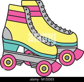 retro roller skates wheels trendy vintage Stock Vector