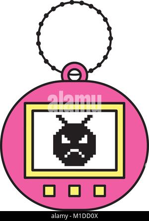 tamagotchi game with pixel animal pet simulator Stock Vector