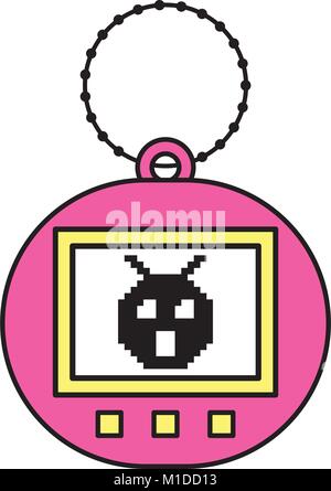 tamagotchi game with pixel animal pet simulator Stock Vector