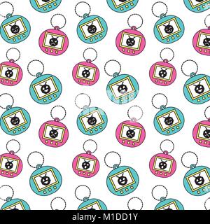 seamless pattern toy vintage tamagotchi Stock Vector