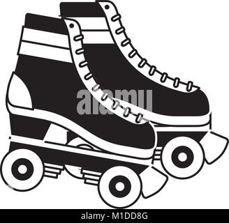retro roller skates wheels trendy vintage Stock Vector