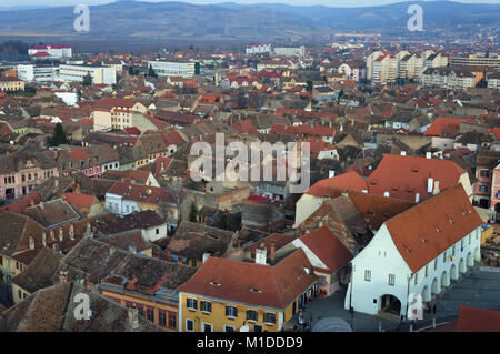 Part of Sibiu's well preserved Old Town and Arts House - Butchers Guild Hall Stock Photo