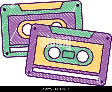 cassettes recorder tape music vintage Stock Vector